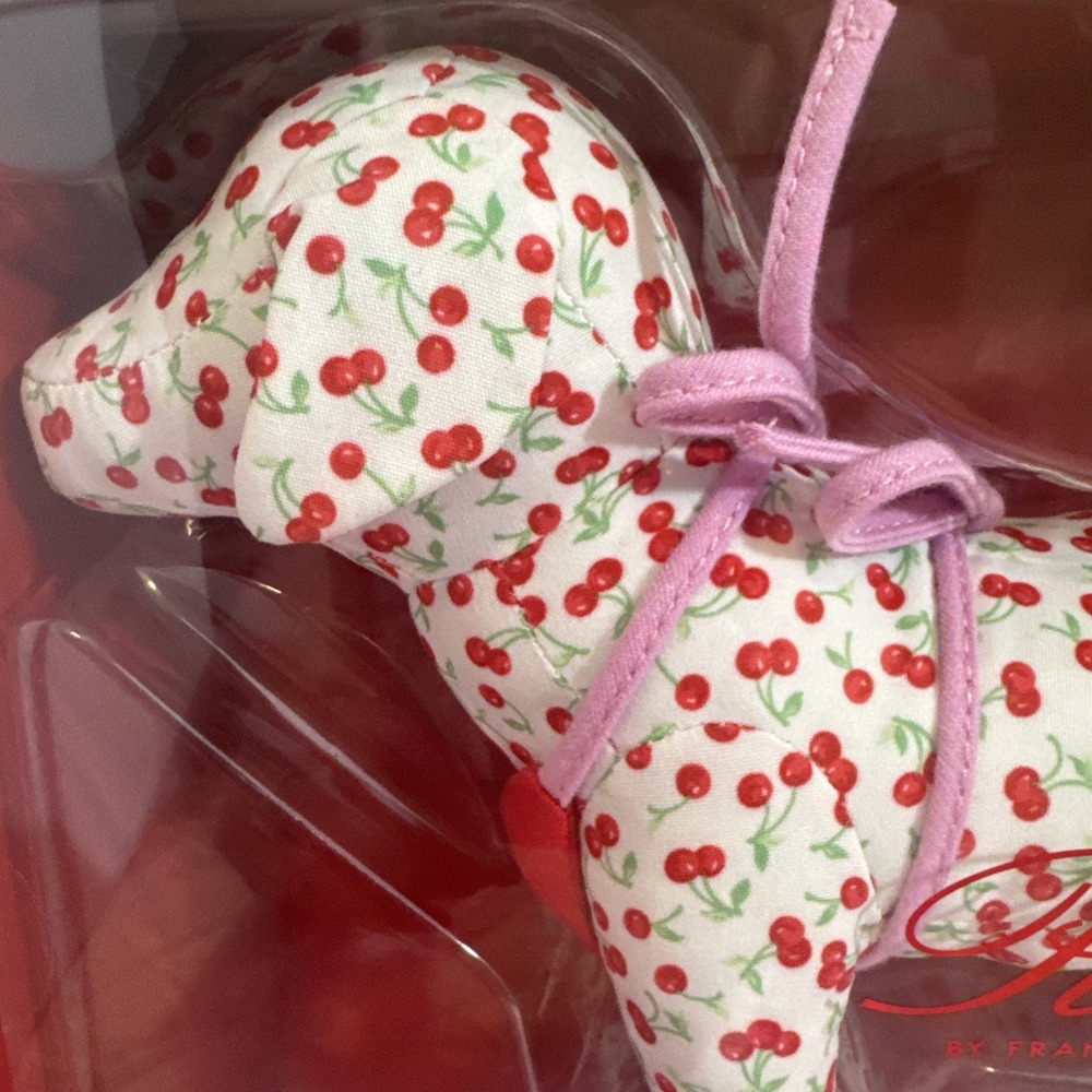 Victoria' Secret PINK X Frankies Bikinis Plush Large Dog Cherries 2026 NWT NIB - Picture 2 of 5